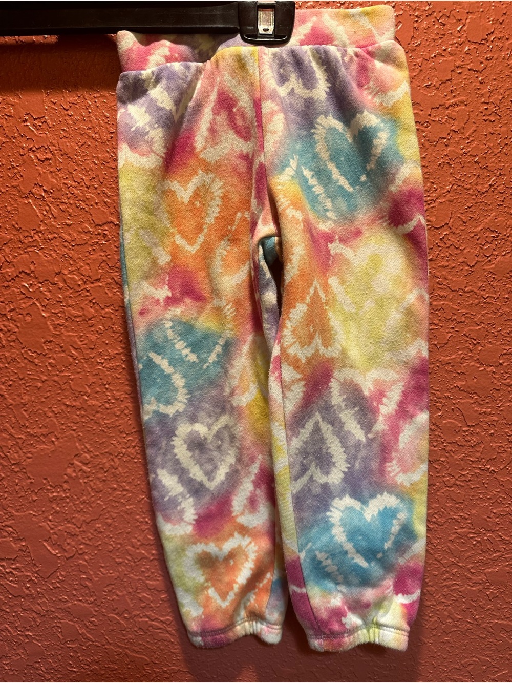 Kids Tie-Dye Heart Fleece Pants - Multicolor